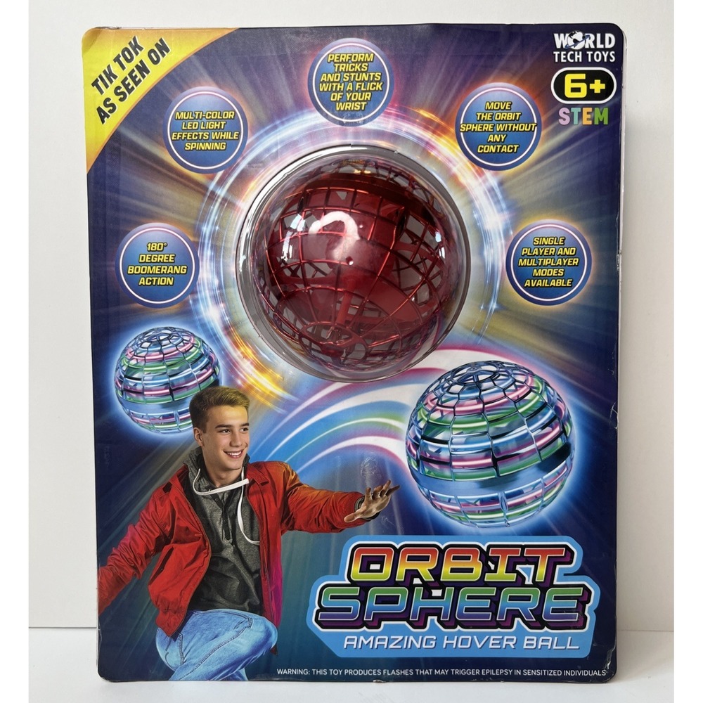 World‎ Tech Toys Orbit Sphere Hover Ball Red LED Flying Boomerang Toy New